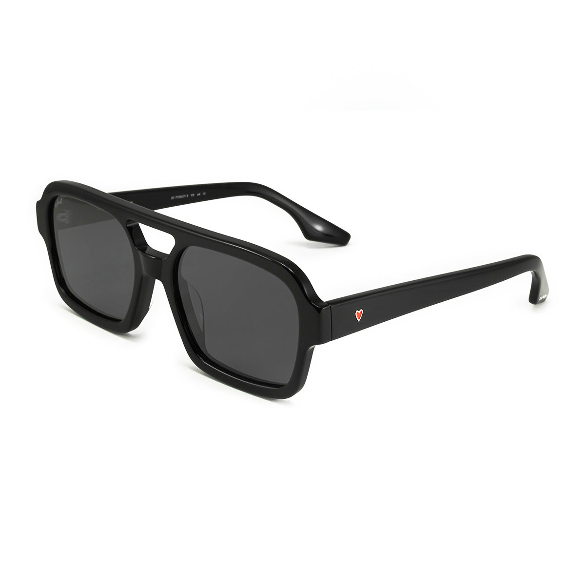 Anteojos de Sol Hearts Negro Brillo Lente Gris Polarizada