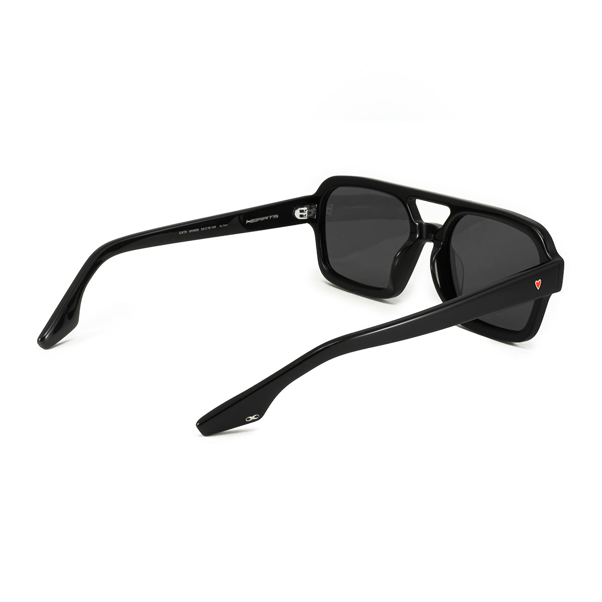 Anteojos de Sol Hearts Negro Brillo Lente Gris Polarizada