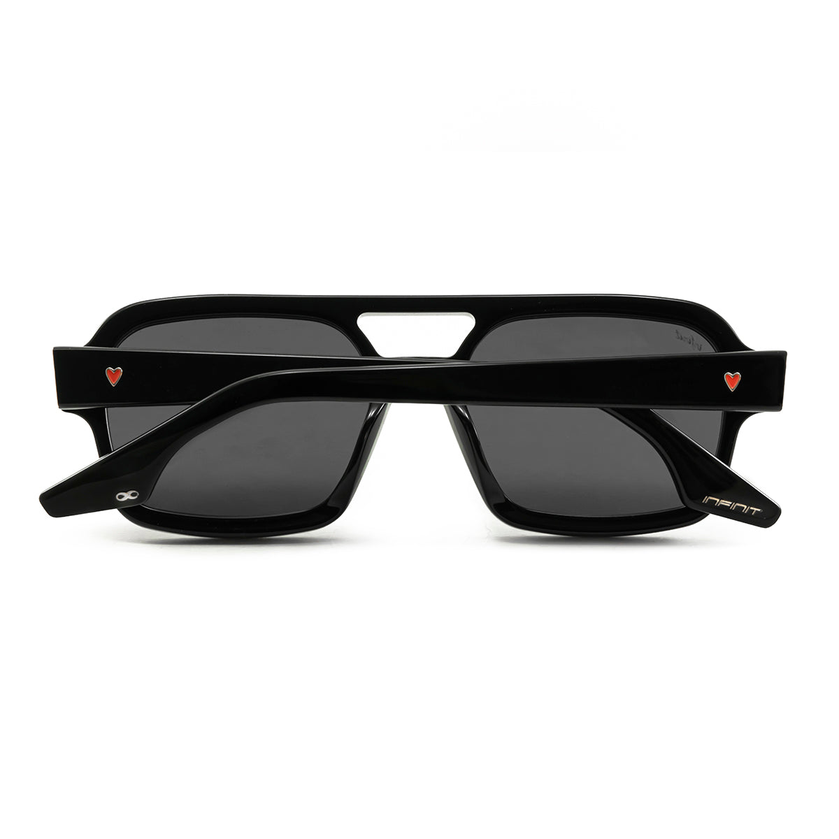 Anteojos de Sol Hearts Negro Brillo Lente Gris Polarizada